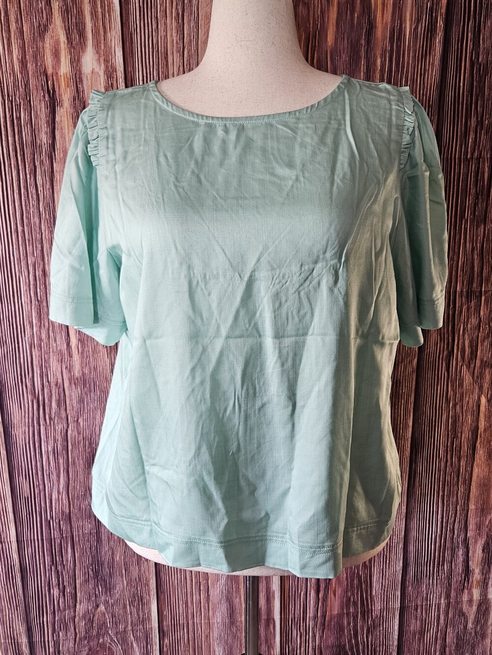 NWT NY & Company Ruffle Trim Portrait Tie Back Top Size XXL